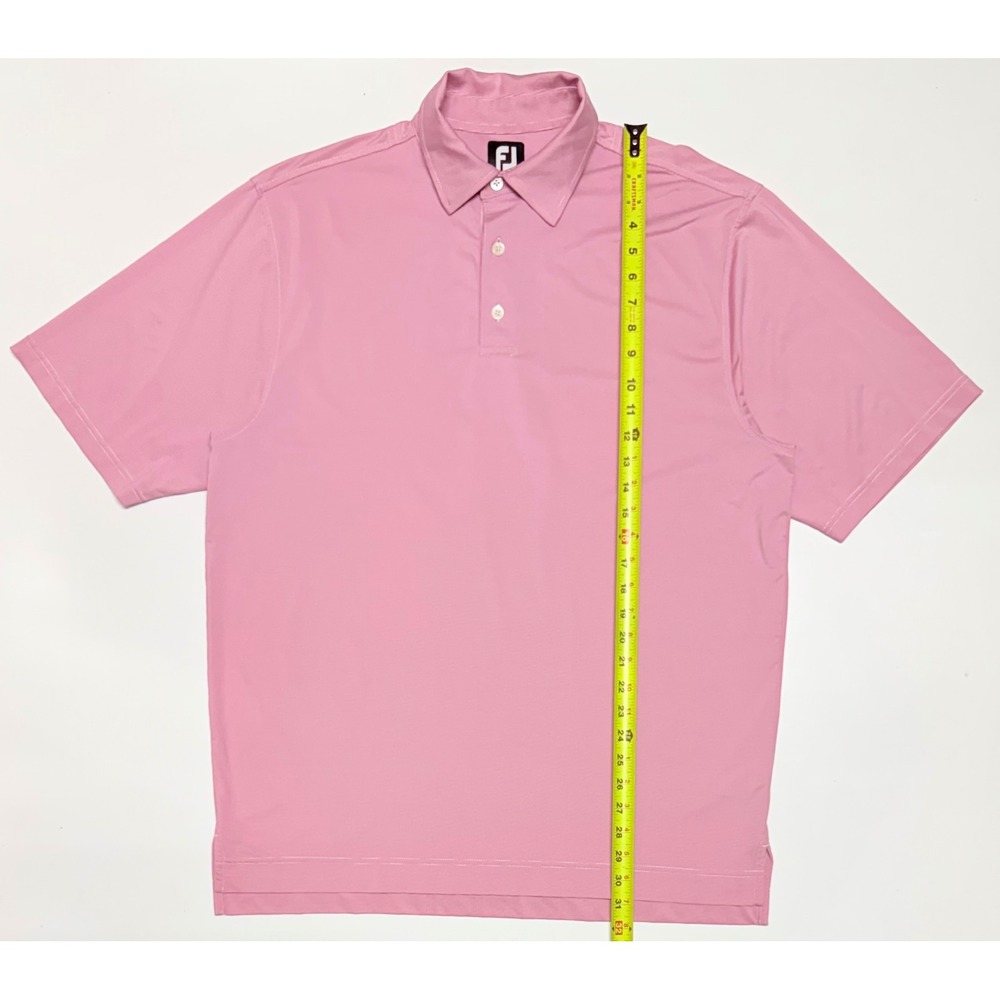 FootJoy Mens Pink Micro Stripe Performance Golf Polo Shirt Large FJ Stretch